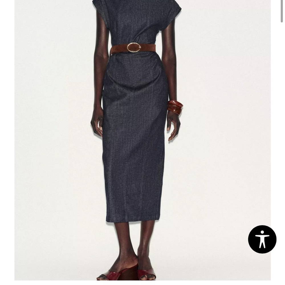 NWT ZARA Belted Fitted Midi Dress